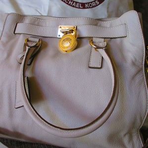 Michael Kors Large Hamilton white leather purse